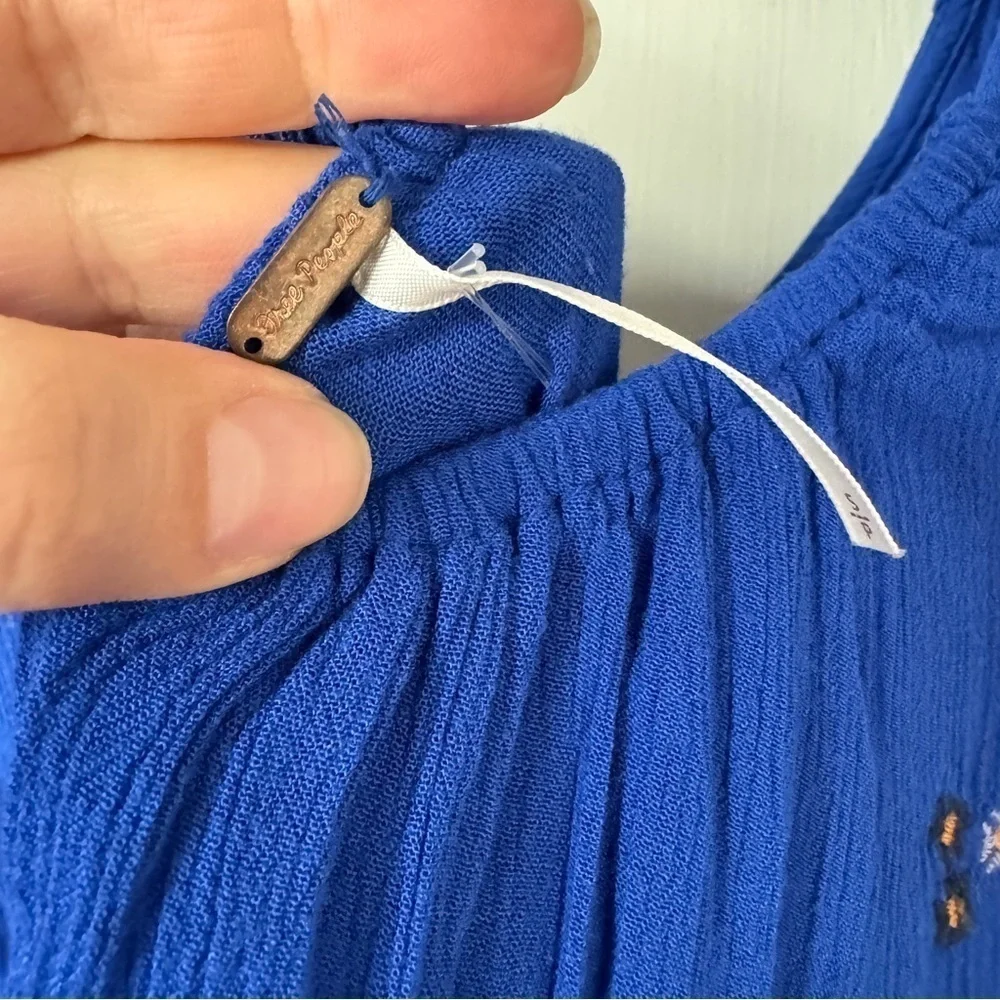 Free People Blue Embroidered Open Back Long Sleeve Dress - Picture 10 of 15